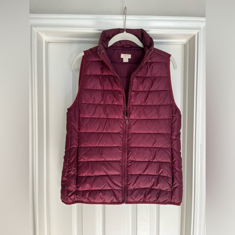 Burgundy Puffer Vest - J Crew